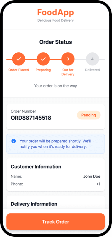 LetMenu customer app — checkout screen