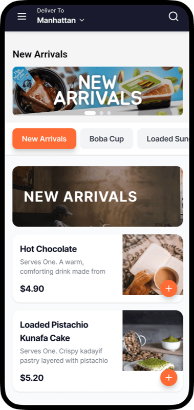LetMenu customer app — menu browsing screen